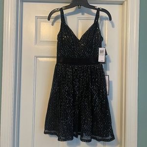 City Studio Sz1 Sparkly Black/Silver Juniors dress